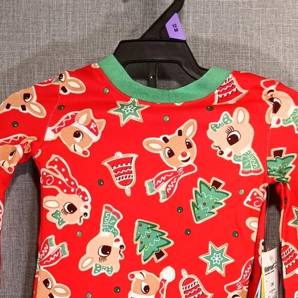 Rudolph The Red Nosed Reindeer 2 Piece Pajama Set Baby 12M Christmas PJs NWT - Picture 1 of 7